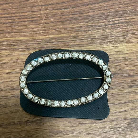 Vintage Antique Art Deco Rhinestone Oval Brooch with Pin C Clasp. - Picture 3 of 6